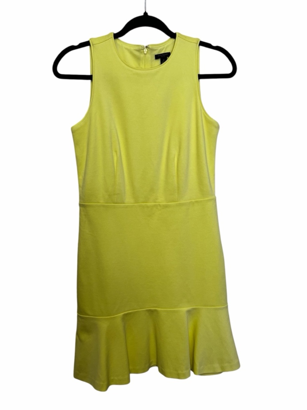 Ann Taylor Bright Yellow Sleeveless Flounce Sheath Dress Sz 2P Office Vacation